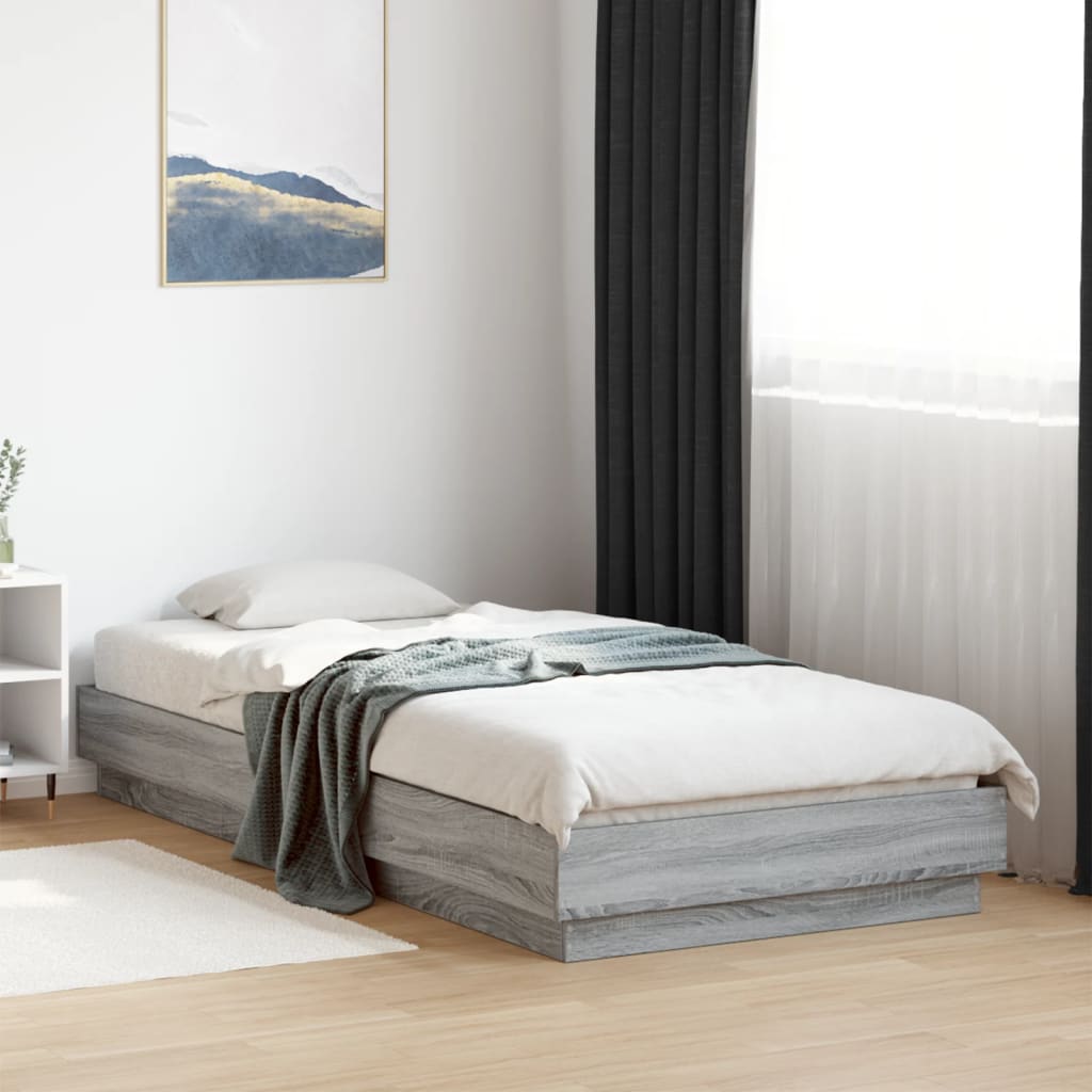Okvir za krevet s LED svjetlima siva boja hrasta 100 x 200 cm