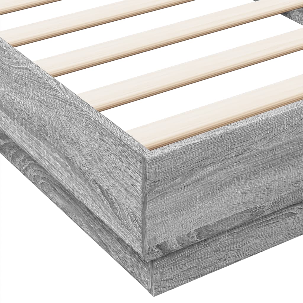 Okvir za krevet s LED svjetlima siva boja hrasta 100 x 200 cm