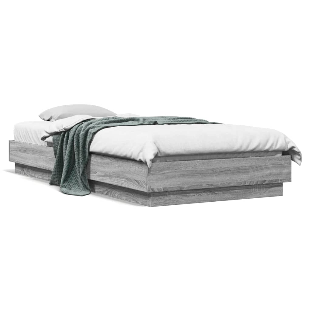 Okvir za krevet s LED svjetlima siva boja hrasta 100 x 200 cm