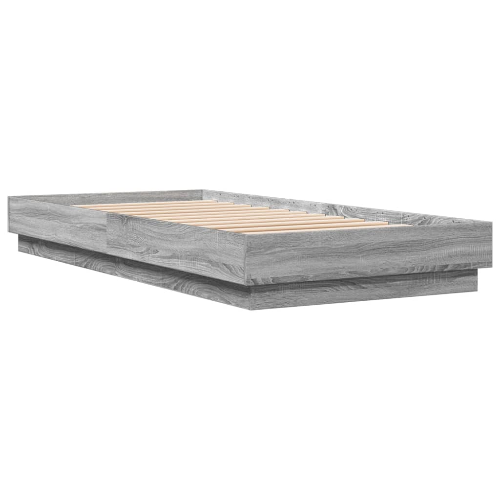 Okvir za krevet s LED svjetlima siva boja hrasta 90 x 200 cm