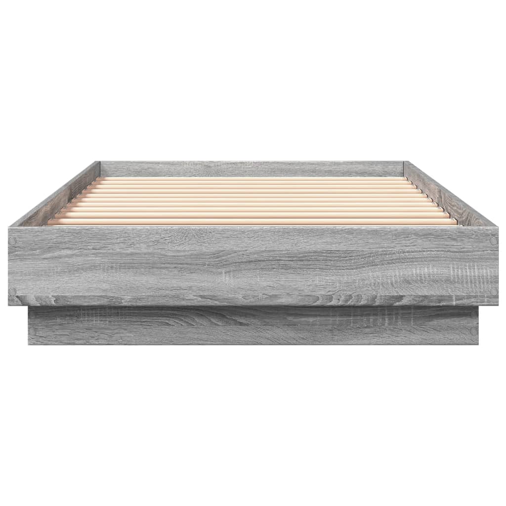 Okvir za krevet s LED svjetlima siva boja hrasta 90 x 200 cm