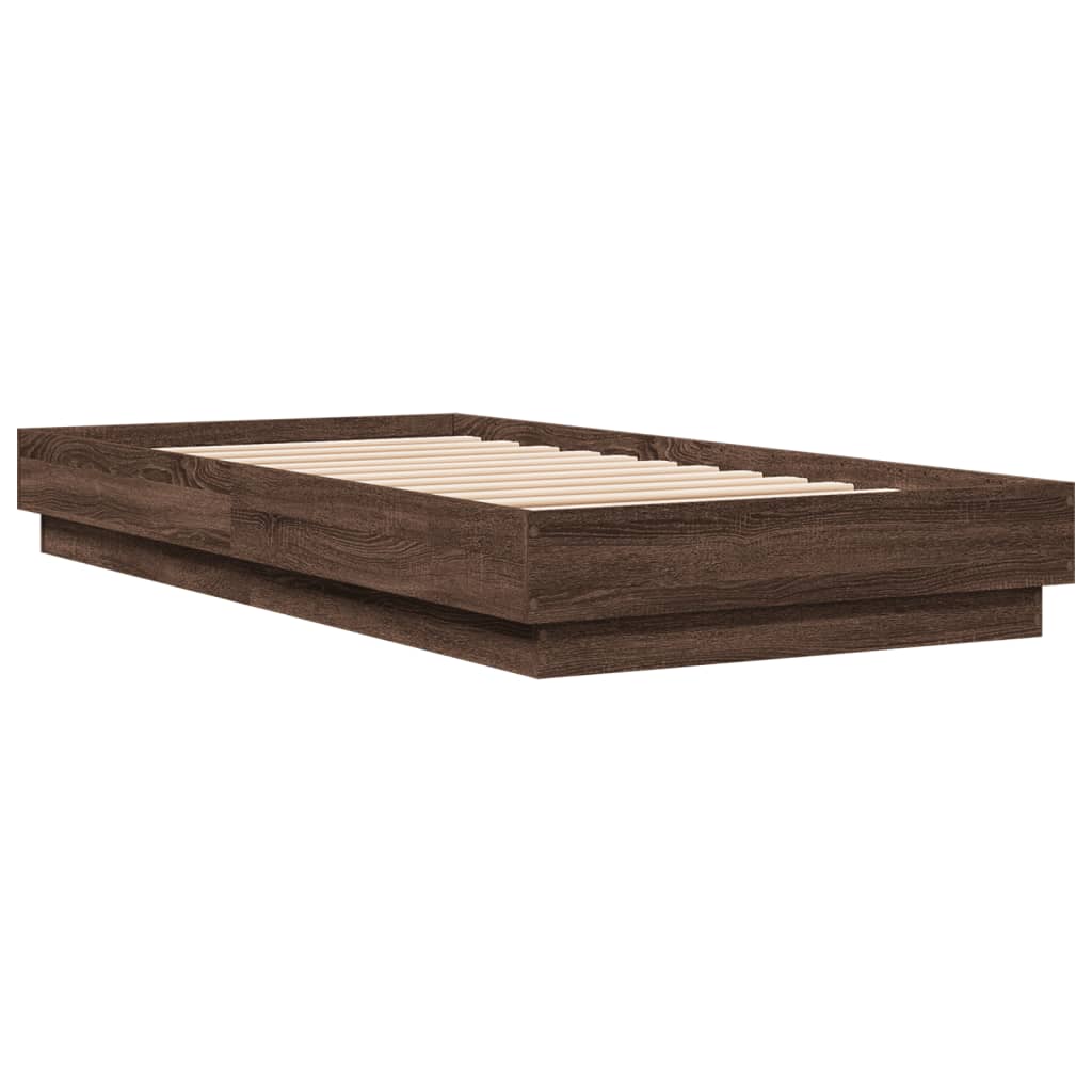 Okvir kreveta s LED svjetlima boja smeđeg hrasta 90 x 190 cm
