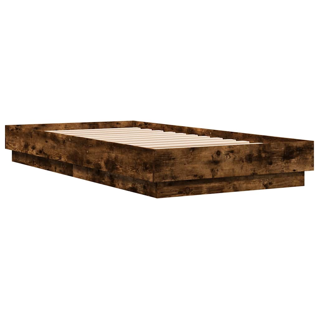 Okvir kreveta s LED svjetlima dimljena boja hrasta 75 x 190 cm