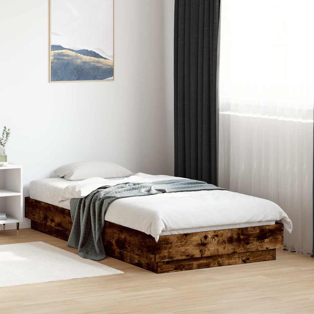 Okvir kreveta s LED svjetlima dimljena boja hrasta 75 x 190 cm