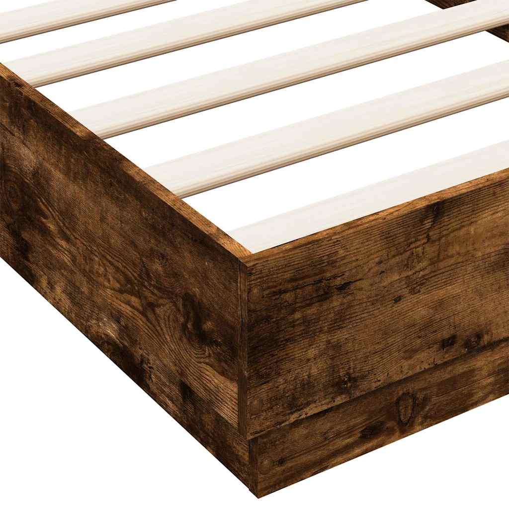 Okvir kreveta s LED svjetlima dimljena boja hrasta 75 x 190 cm