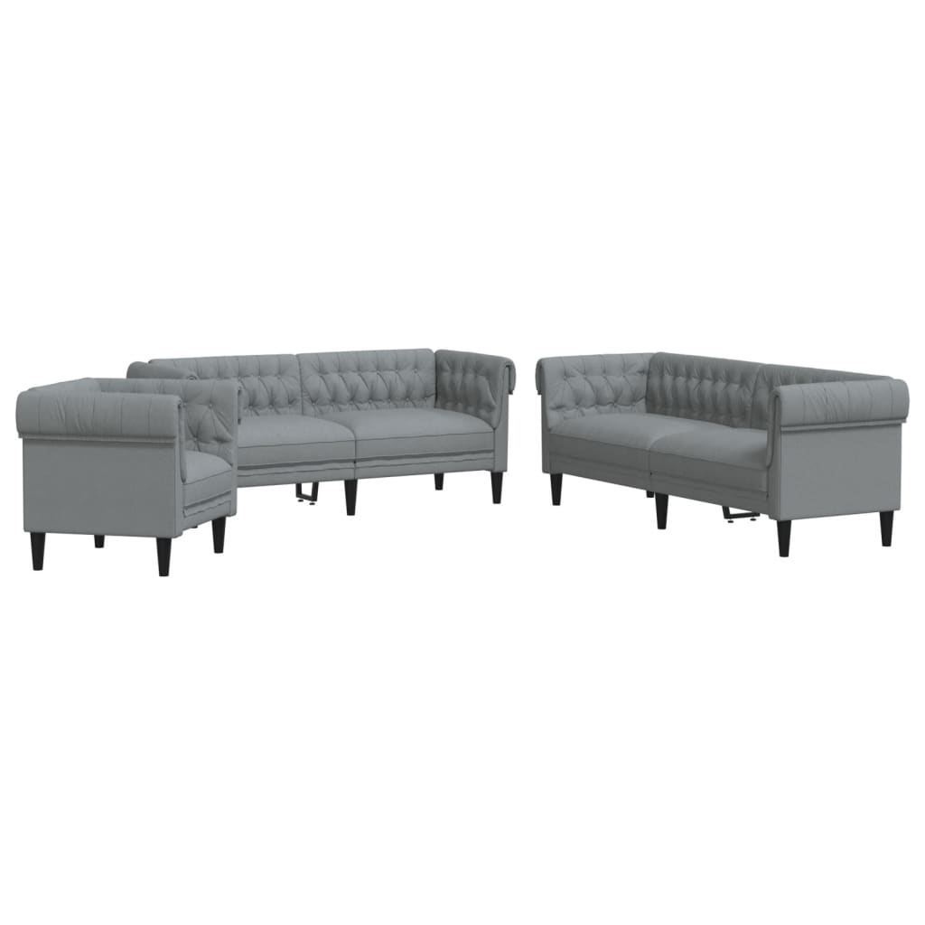 3-dijelni set sofa svjetlosivi od tkanine