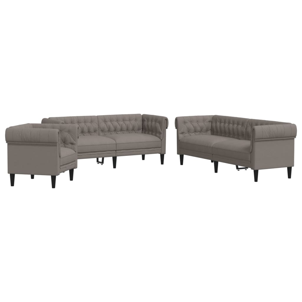 3-dijelni set sofa smeđesivi od tkanine