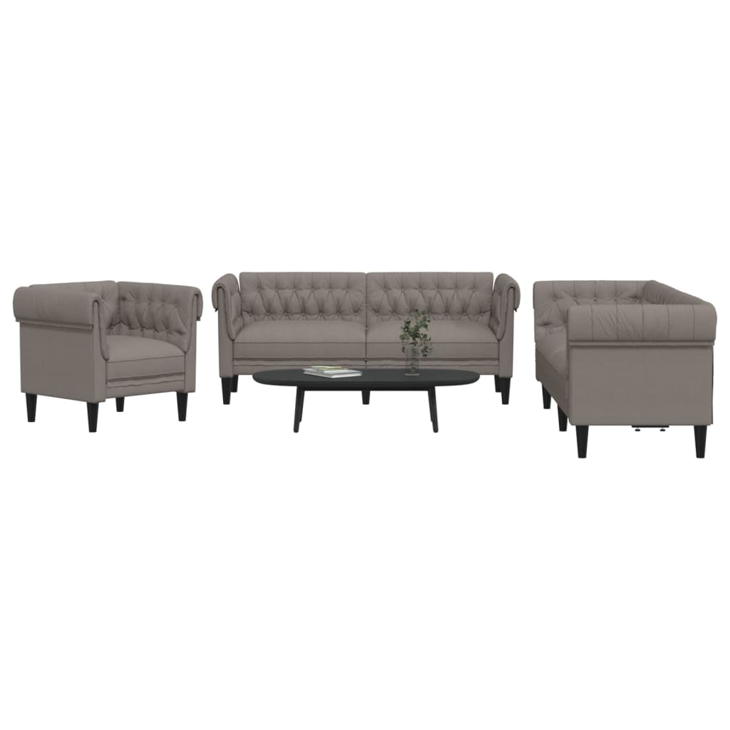 3-dijelni set sofa smeđesivi od tkanine