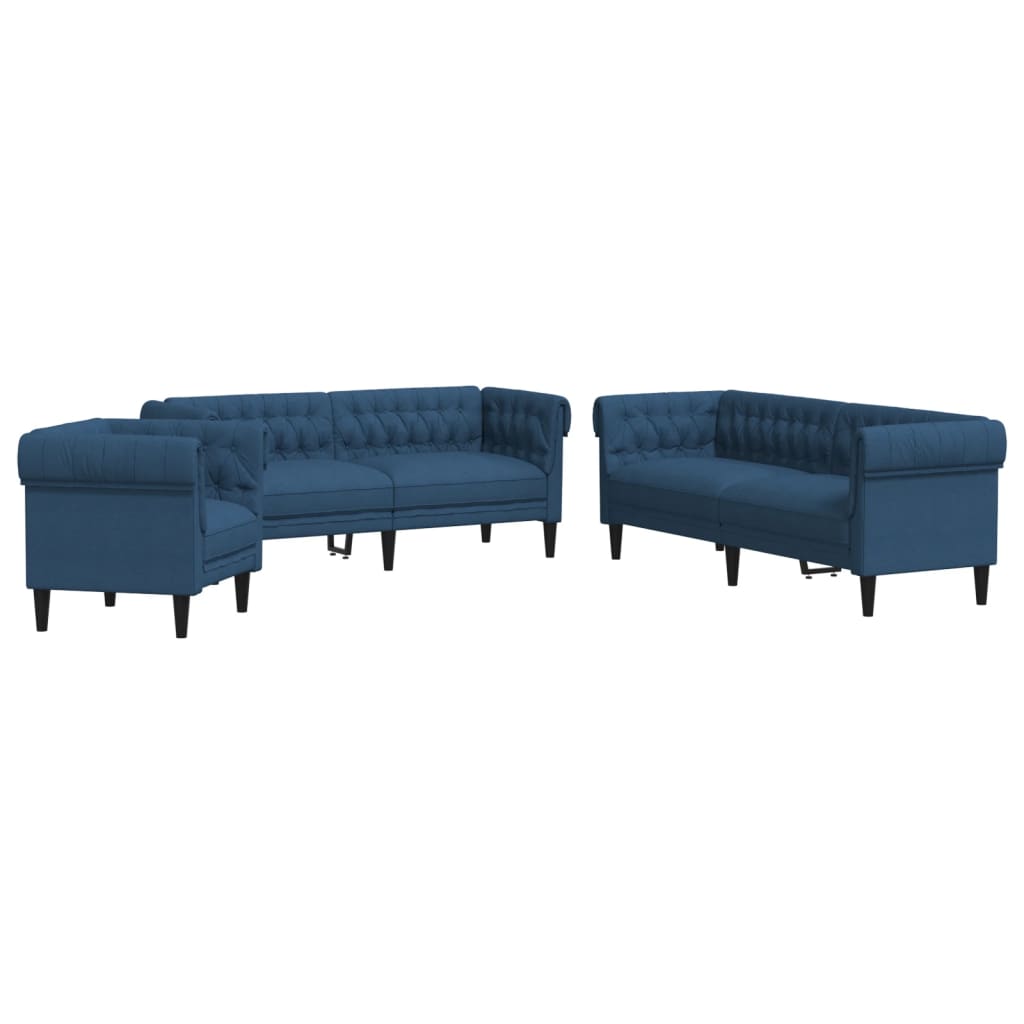 3-dijelni set sofa plavi od tkanine
