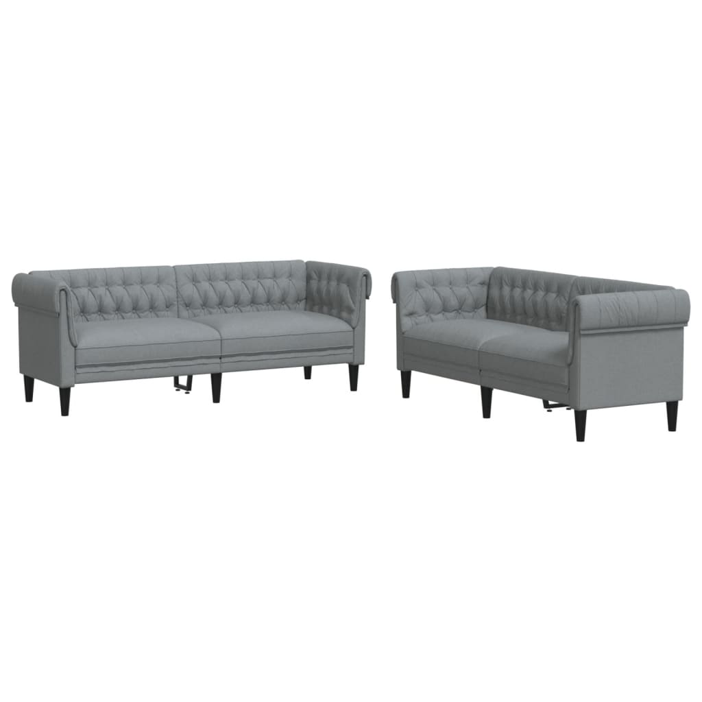 2-dijelni set sofa svjetlosivi od tkanine