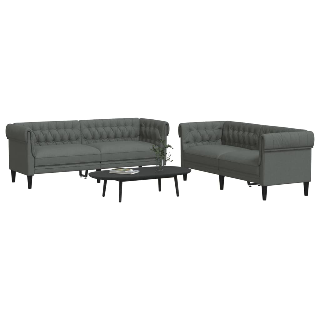 2-dijelni set sofa tamnosivi od tkanine