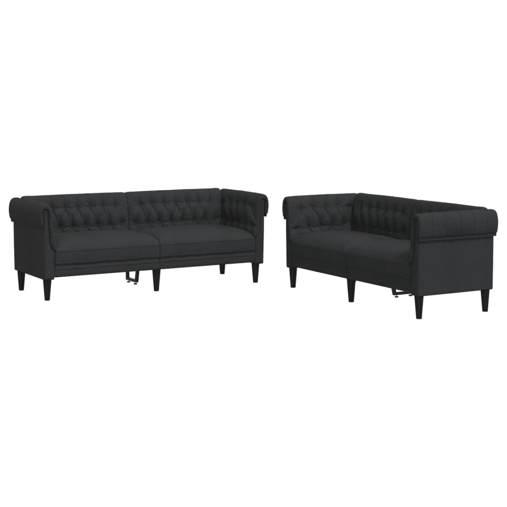 2-dijelni set sofa crni od tkanine