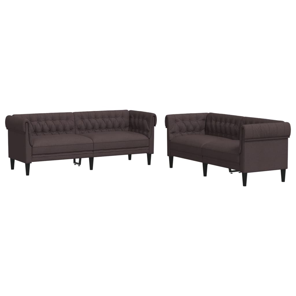 2-dijelni set sofa tamnosmeđi od tkanine