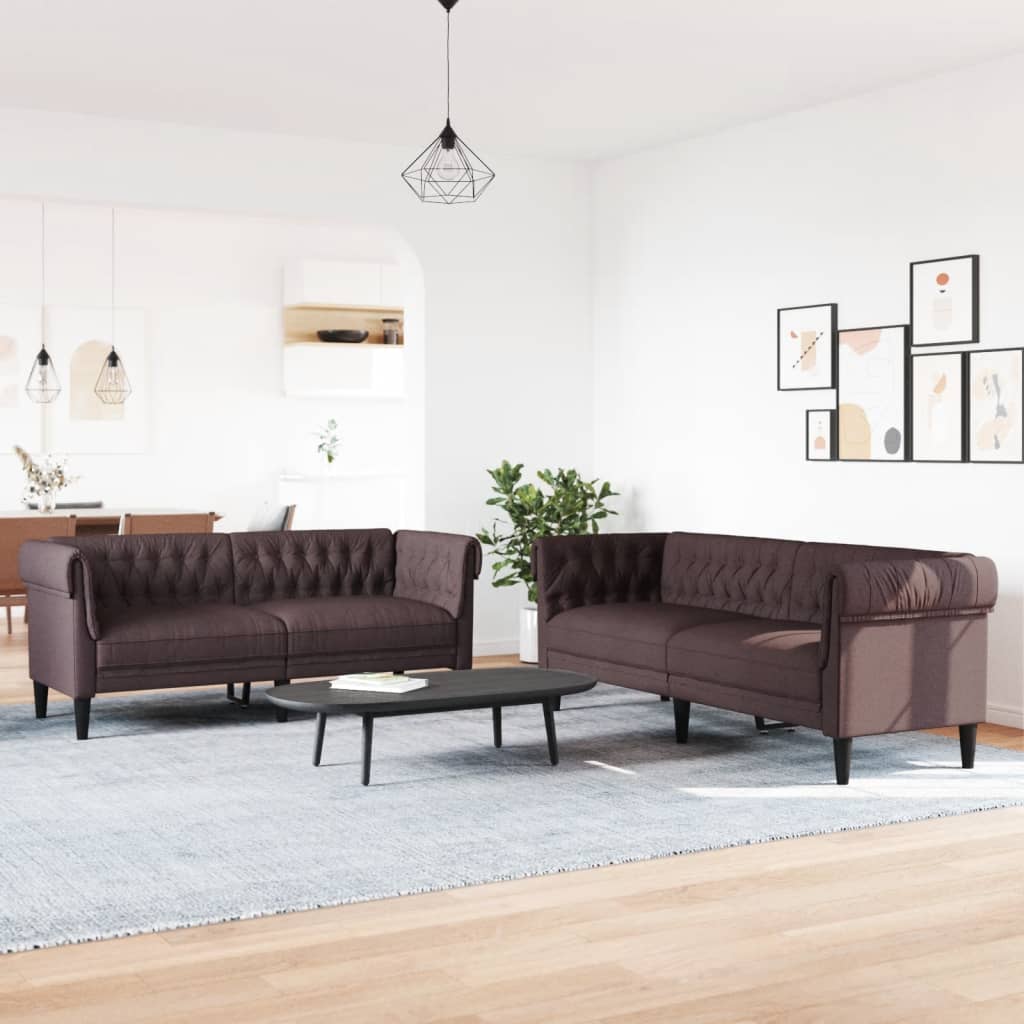 2-dijelni set sofa tamnosmeđi od tkanine