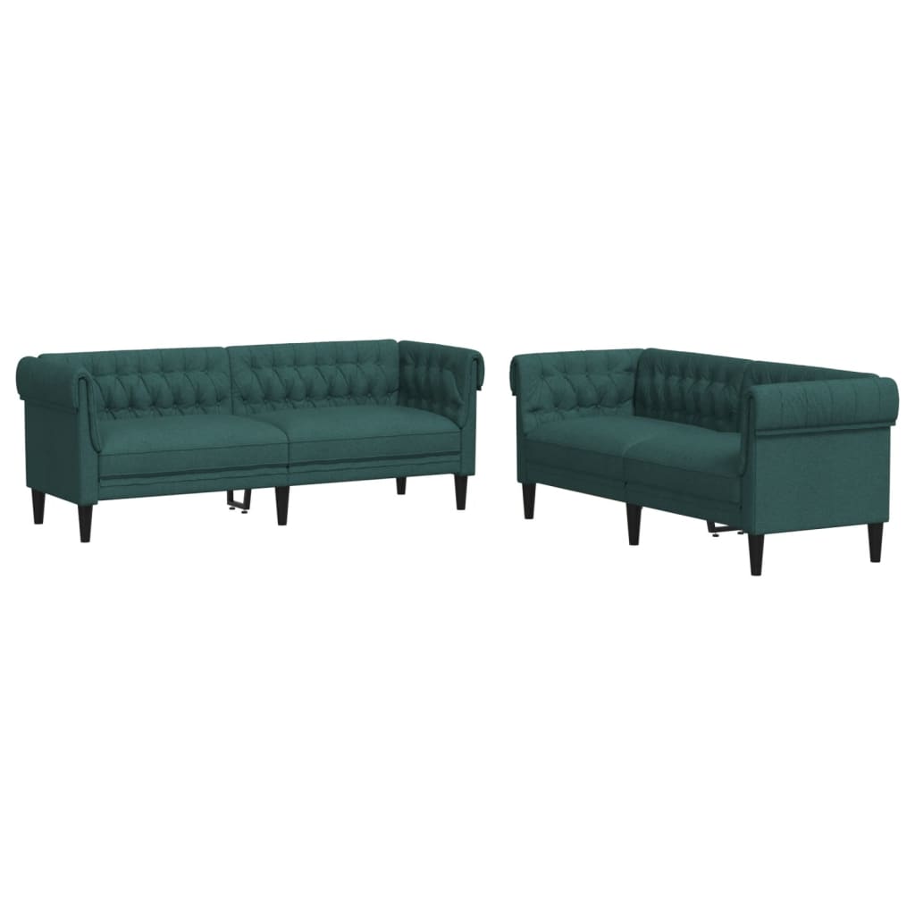 2-dijelni set sofa tamnozeleni od tkanine