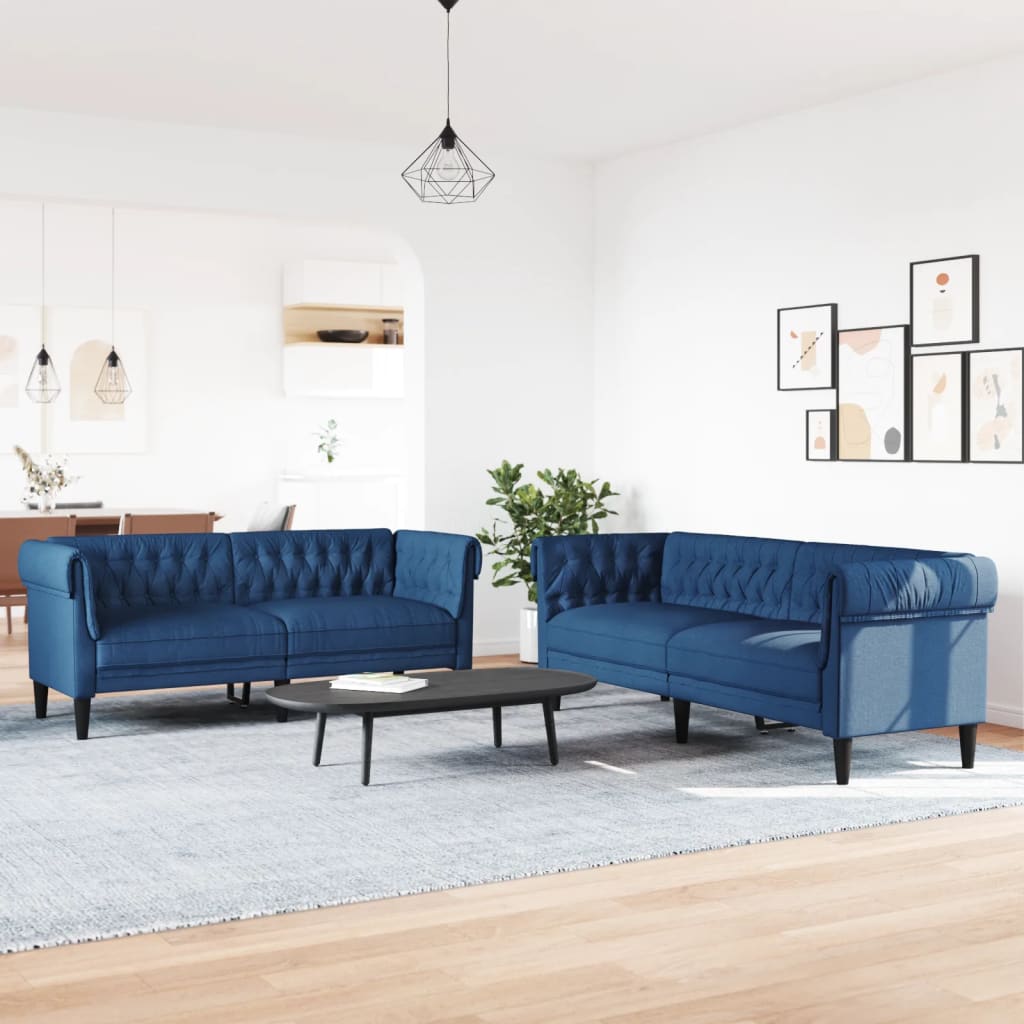 2-dijelni set sofa plavi od tkanine