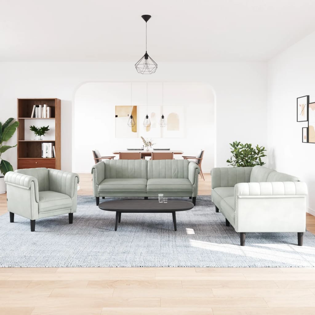 3-dijelni set sofa svjetlosivi baršunasti
