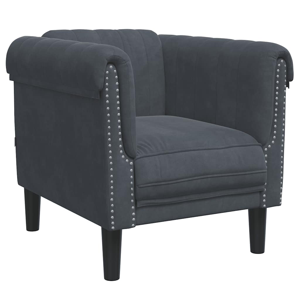 3-dijelni set sofa tamnosivi baršunasti