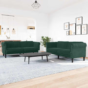 3-dijelni set sofa tamnozeleni baršunasti