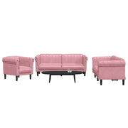 3-dijelni set sofa ružičasti baršunasti