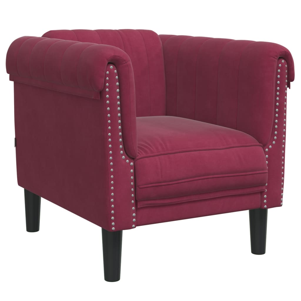 3-dijelni set sofa crvena boja vina baršunasti