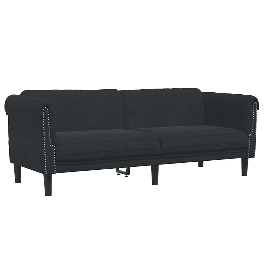 3-dijelni set sofa crni baršunasti