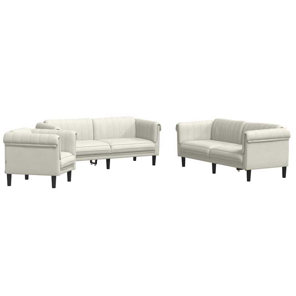 3-dijelni set sofa krem baršunasti