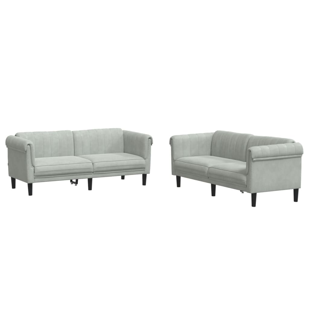 2-dijelni set sofa svjetlosivi baršunasti
