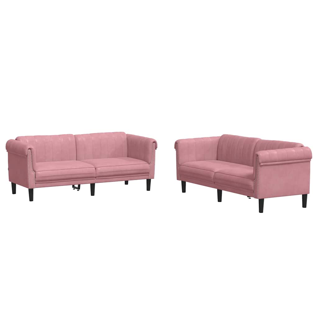 2-dijelni set sofa ružičasti baršunasti