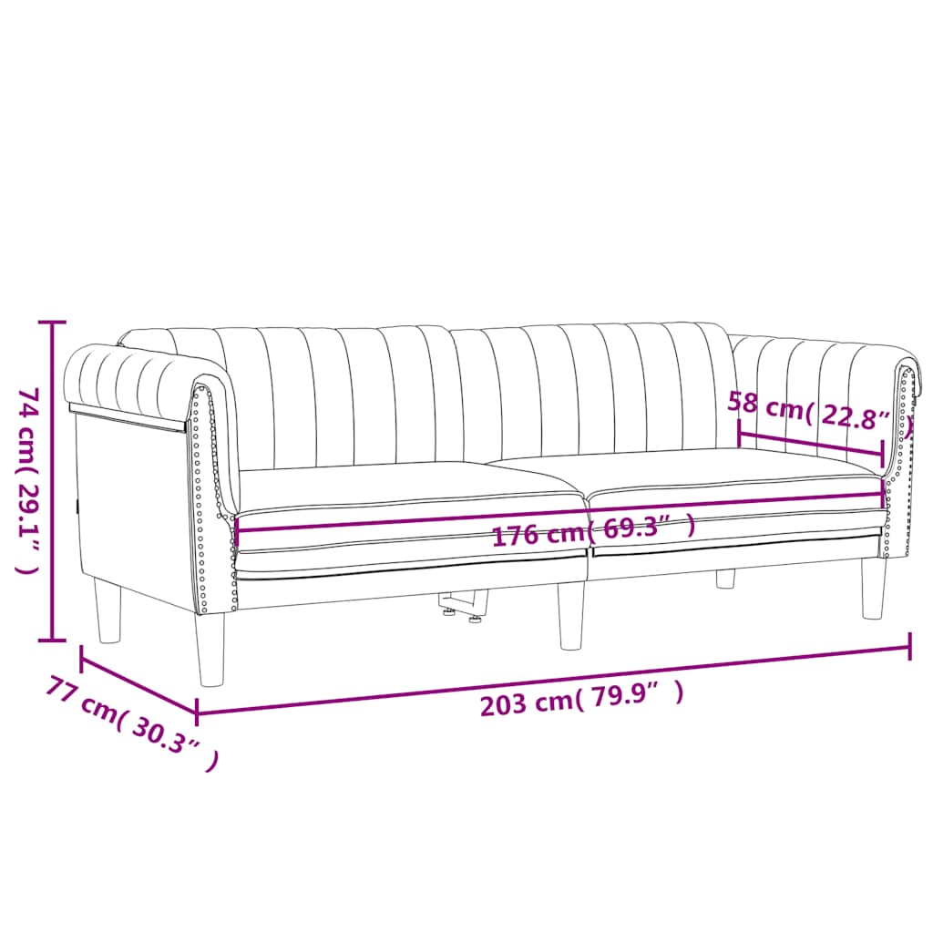 2-dijelni set sofa ružičasti baršunasti