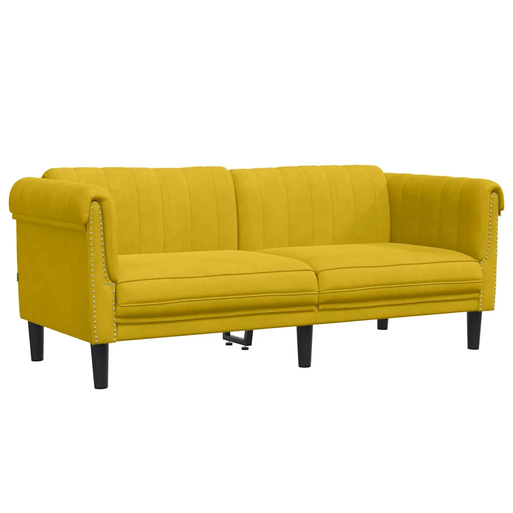 2-dijelni set sofa žuti baršunasti