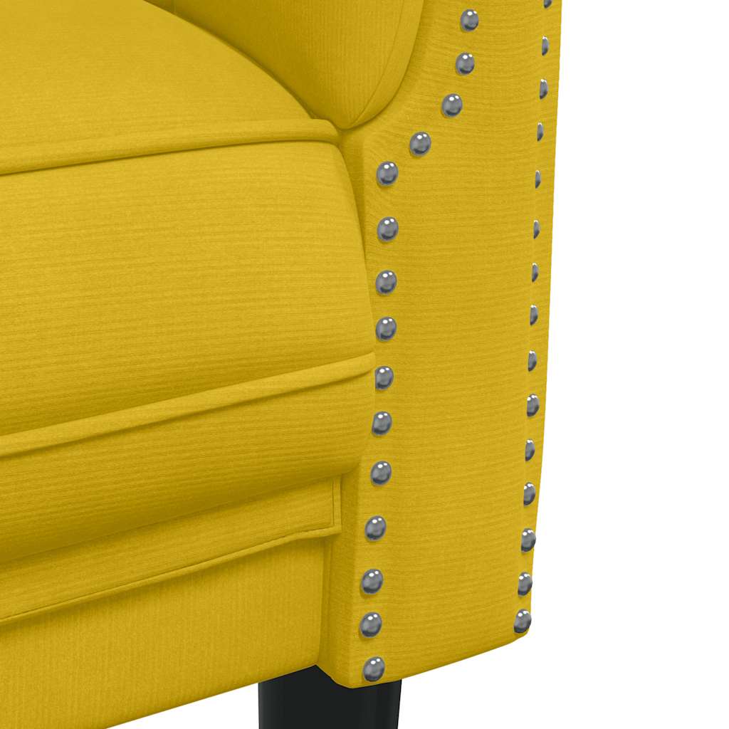 2-dijelni set sofa žuti baršunasti
