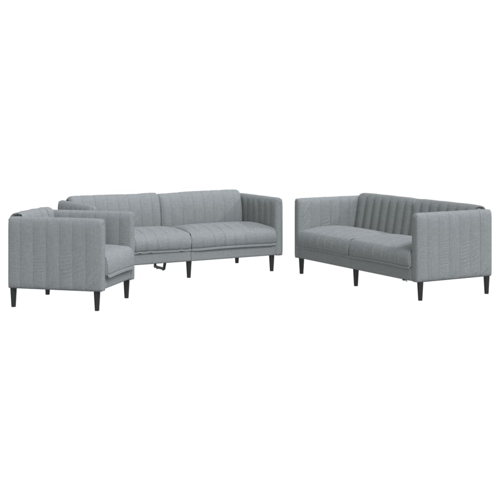 3-dijelni set sofa svjetlosivi od tkanine