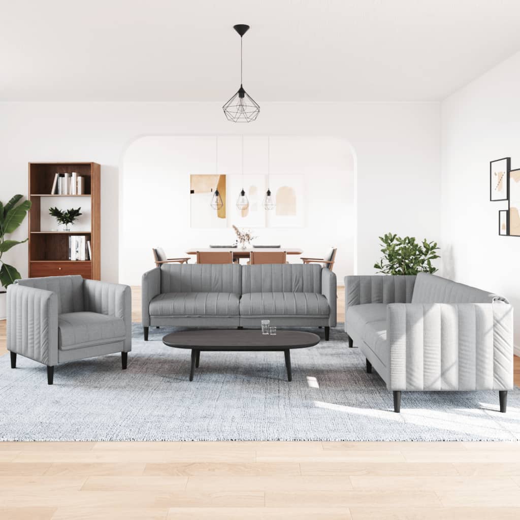 3-dijelni set sofa svjetlosivi od tkanine