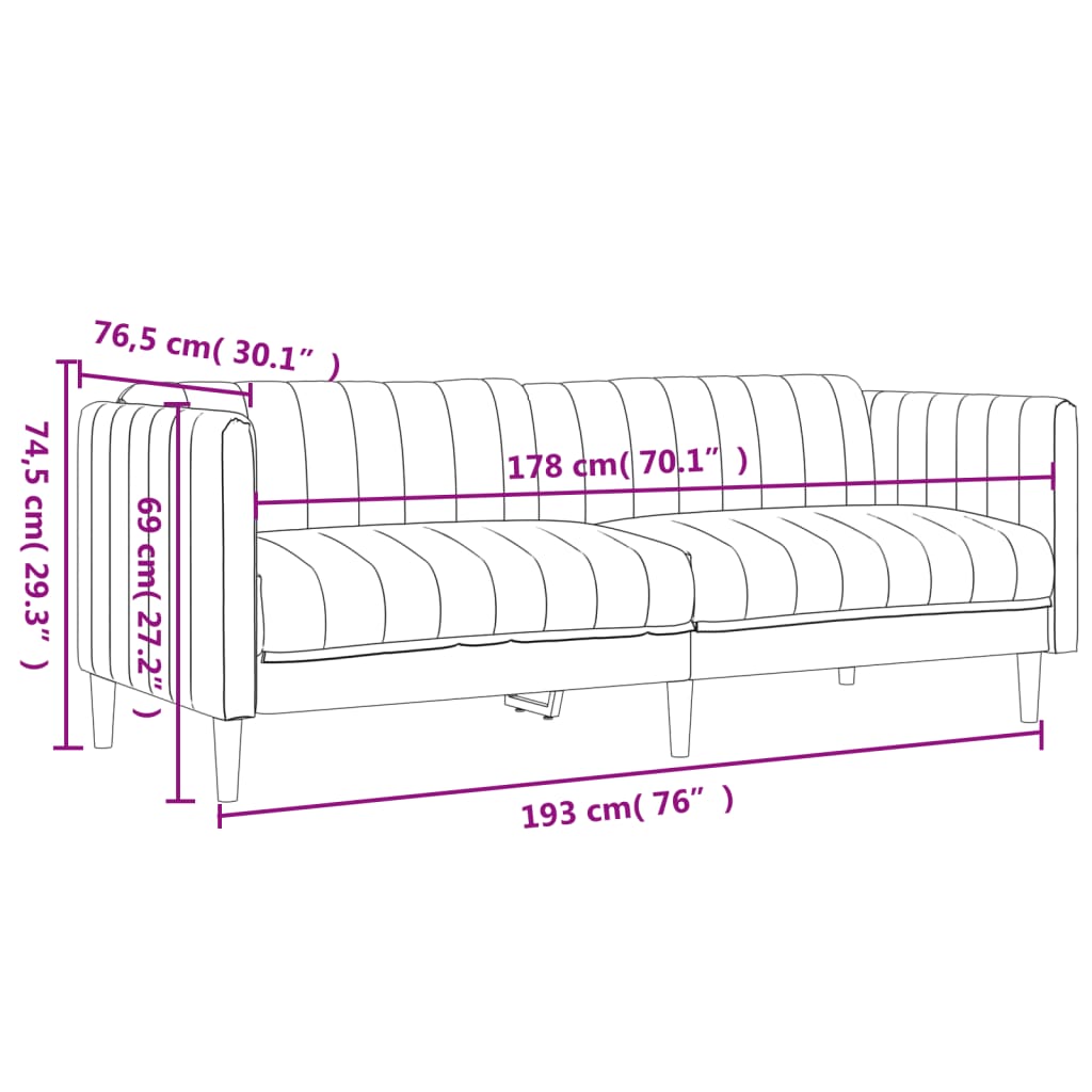 3-dijelni set sofa svjetlosivi od tkanine