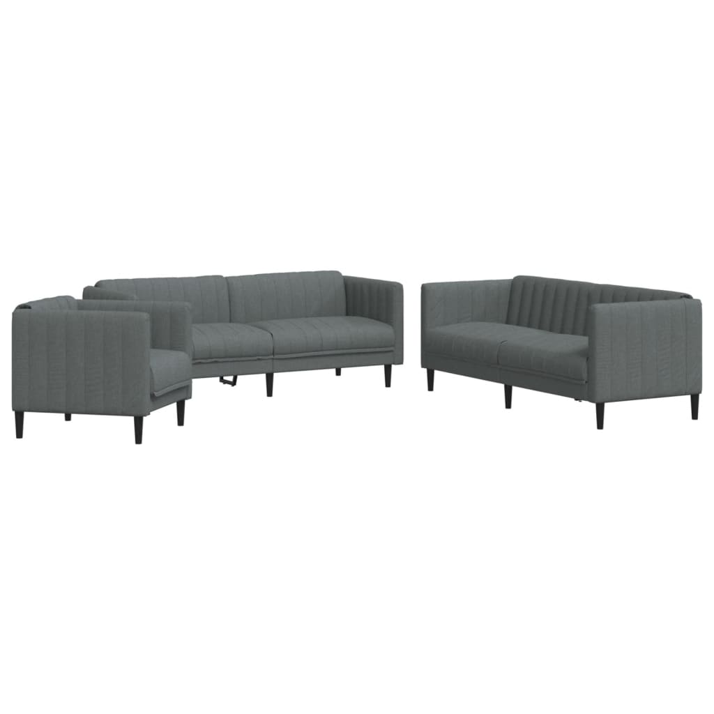 3-dijelni set sofa tamnosivi od tkanine