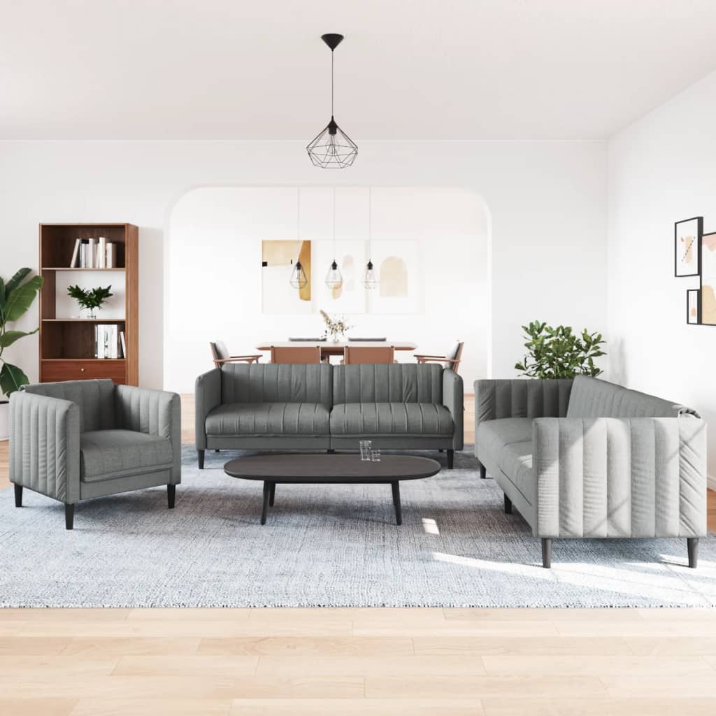 3-dijelni set sofa tamnosivi od tkanine