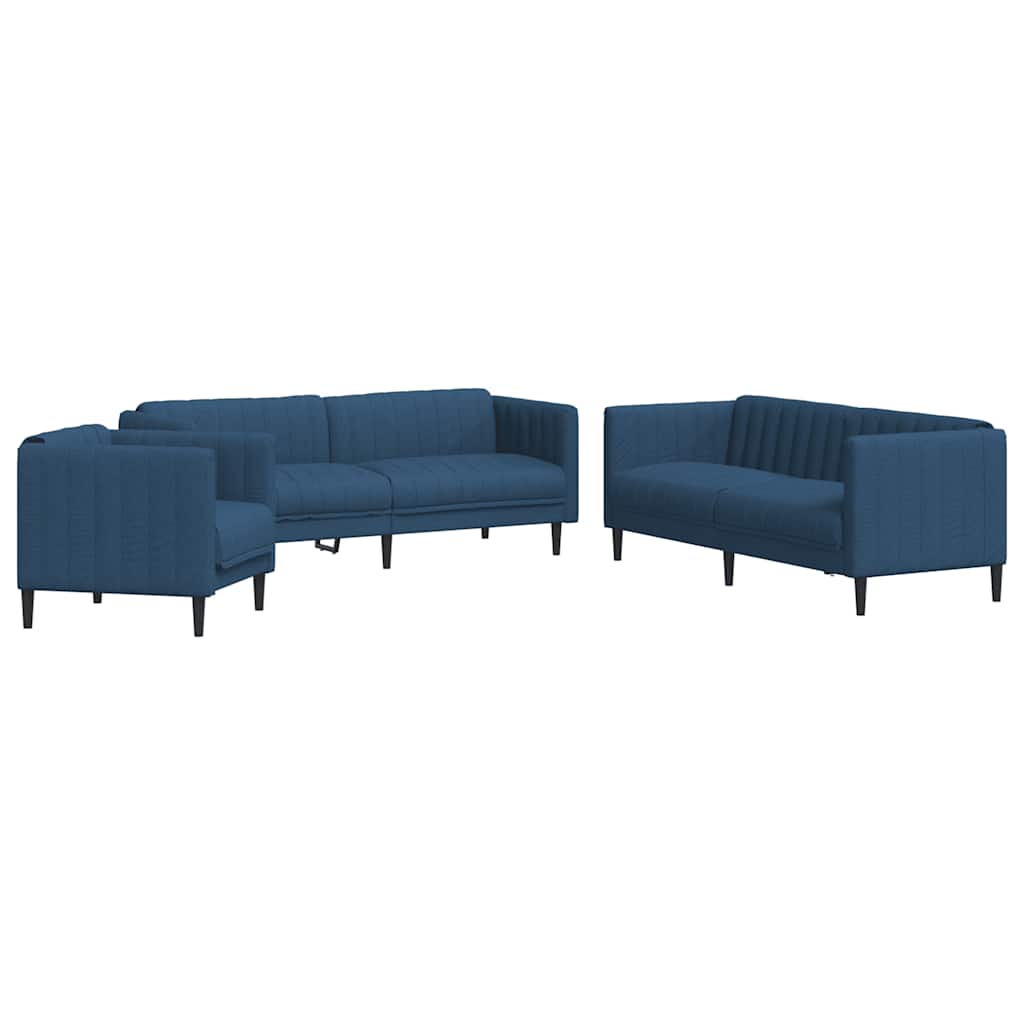3-dijelni set sofa plavi od tkanine