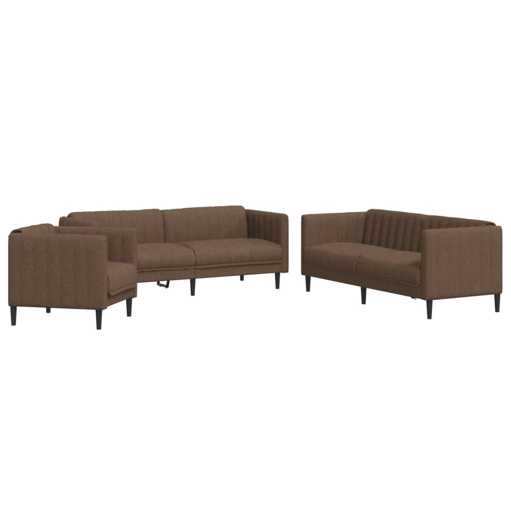 3-dijelni set sofa smeđi od tkanine