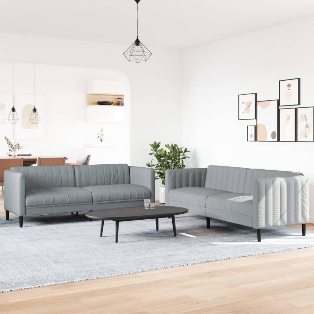 2-dijelni set sofa svjetlosivi od tkanine