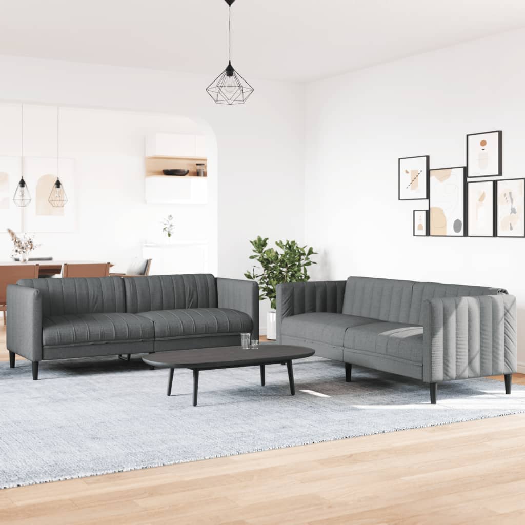 2-dijelni set sofa tamnosivi od tkanine