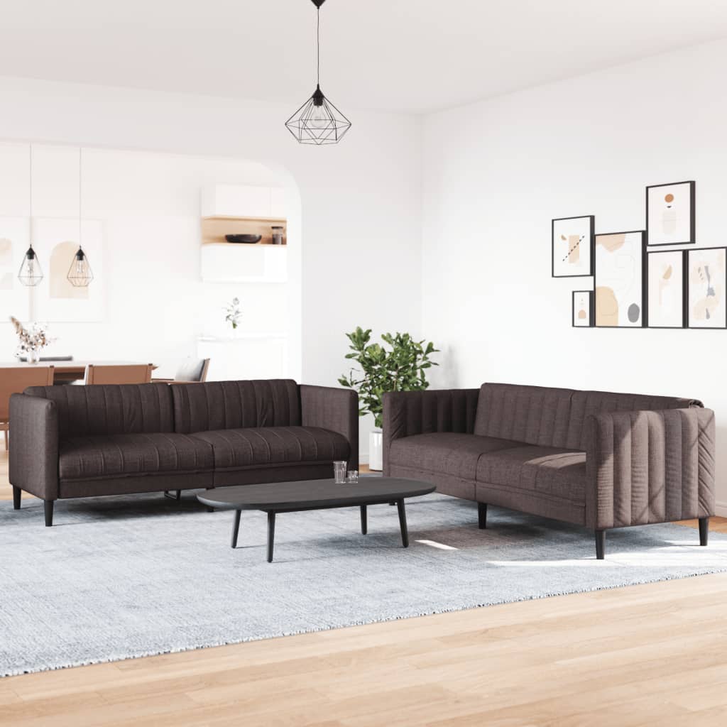 2-dijelni set sofa tamnosmeđi od tkanine