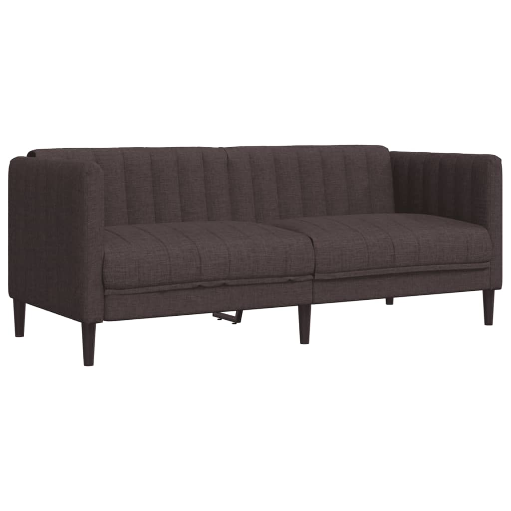 2-dijelni set sofa tamnosmeđi od tkanine