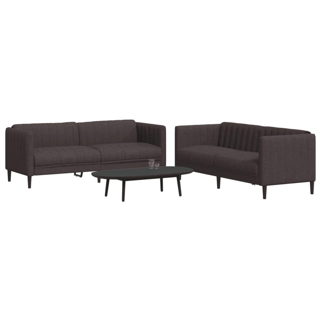 2-dijelni set sofa tamnosmeđi od tkanine