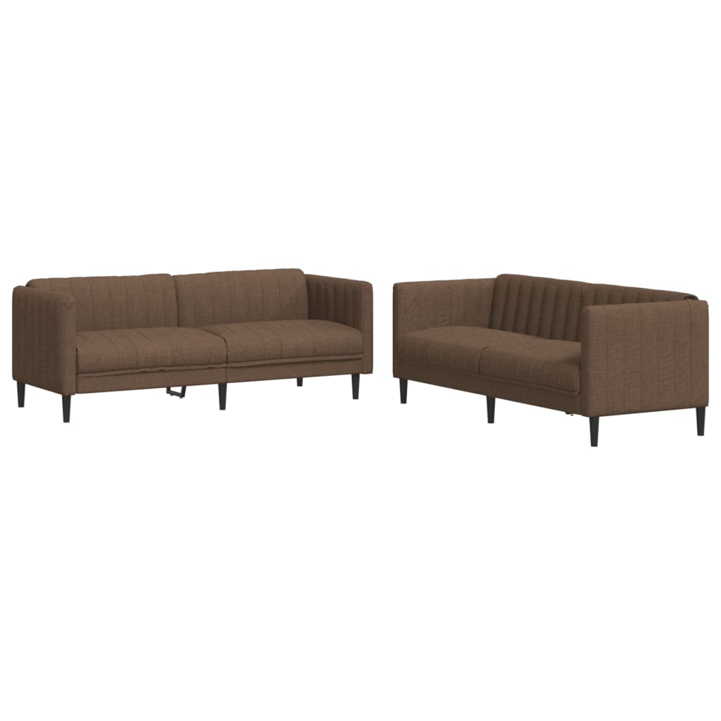 2-dijelni set sofa smeđi od tkanine