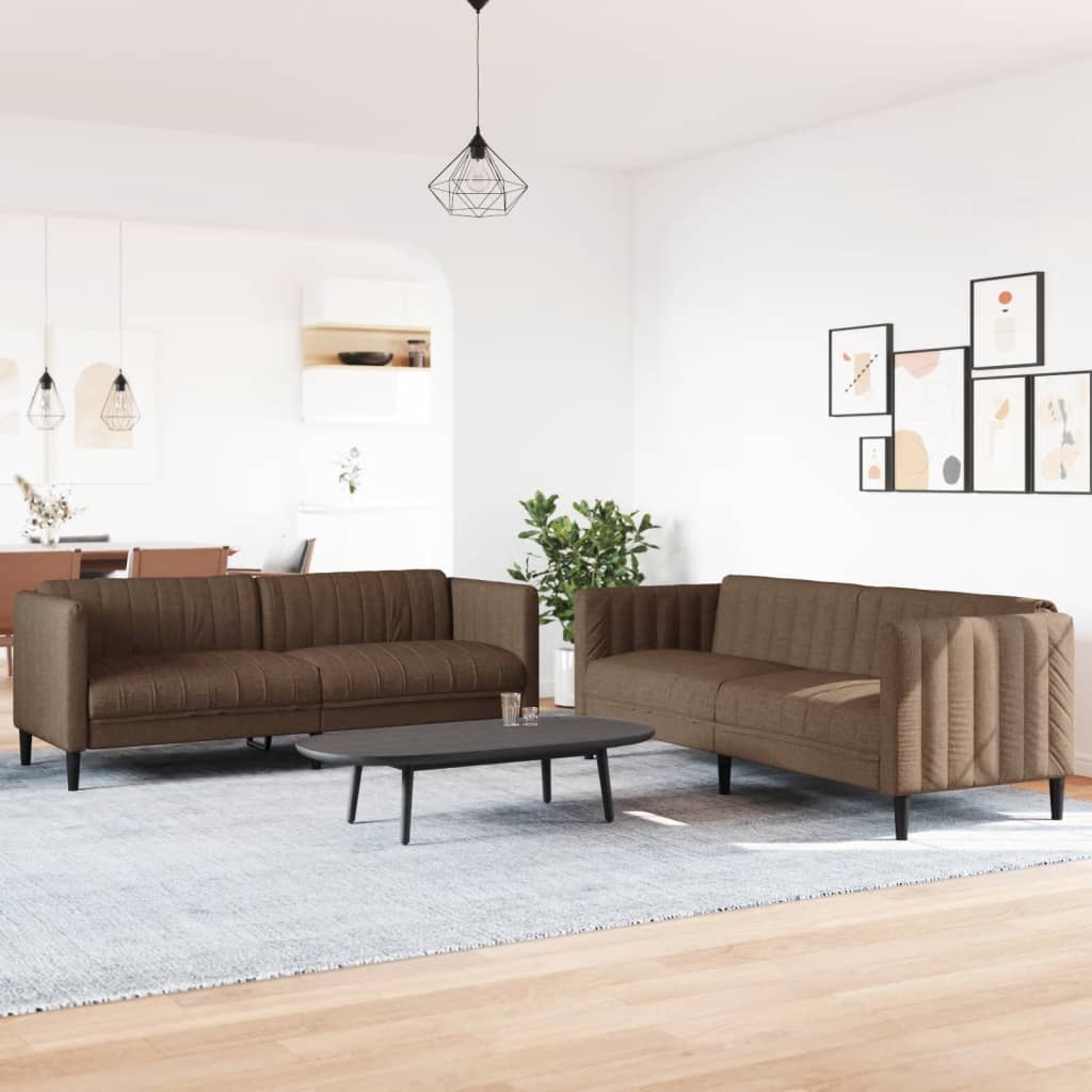 2-dijelni set sofa smeđi od tkanine