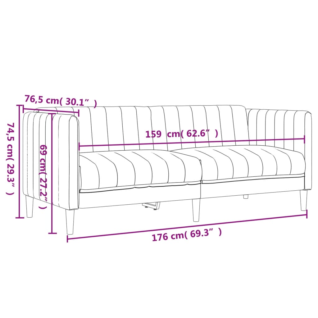 2-dijelni set sofa smeđi od tkanine