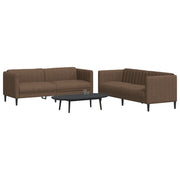 2-dijelni set sofa smeđi od tkanine