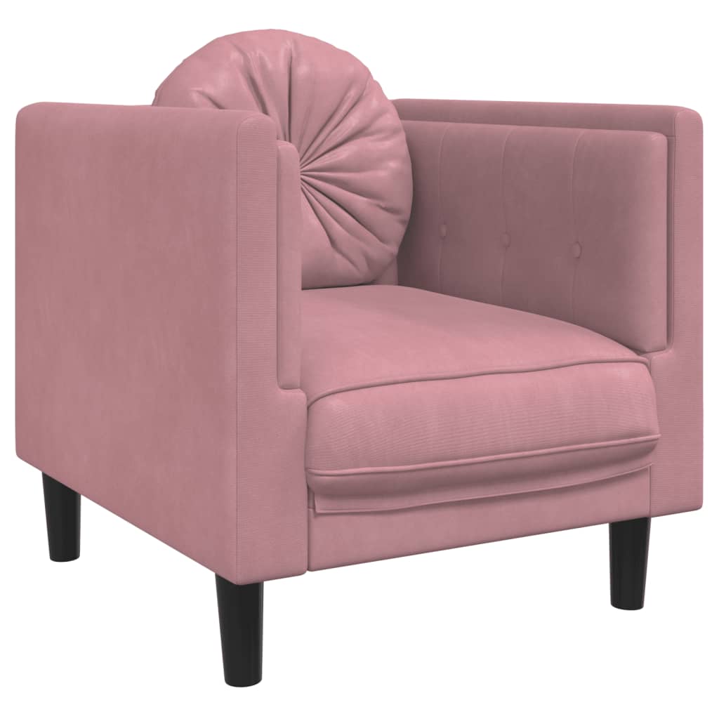3-dijelni set sofa s jastucima ružičasti baršunasti