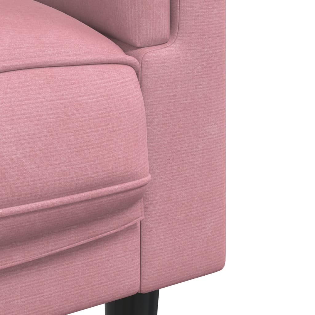 3-dijelni set sofa s jastucima ružičasti baršunasti